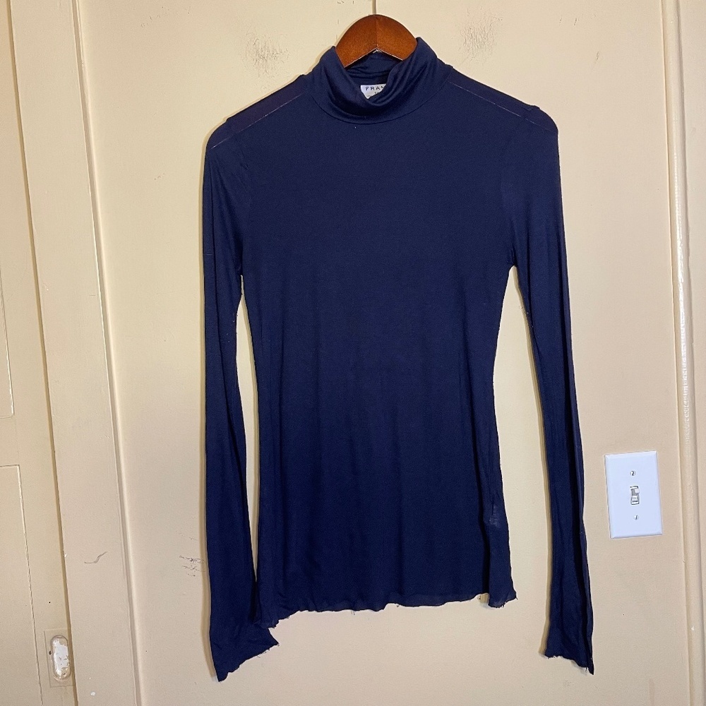 Frame Denim Navy Long Sleeve Top